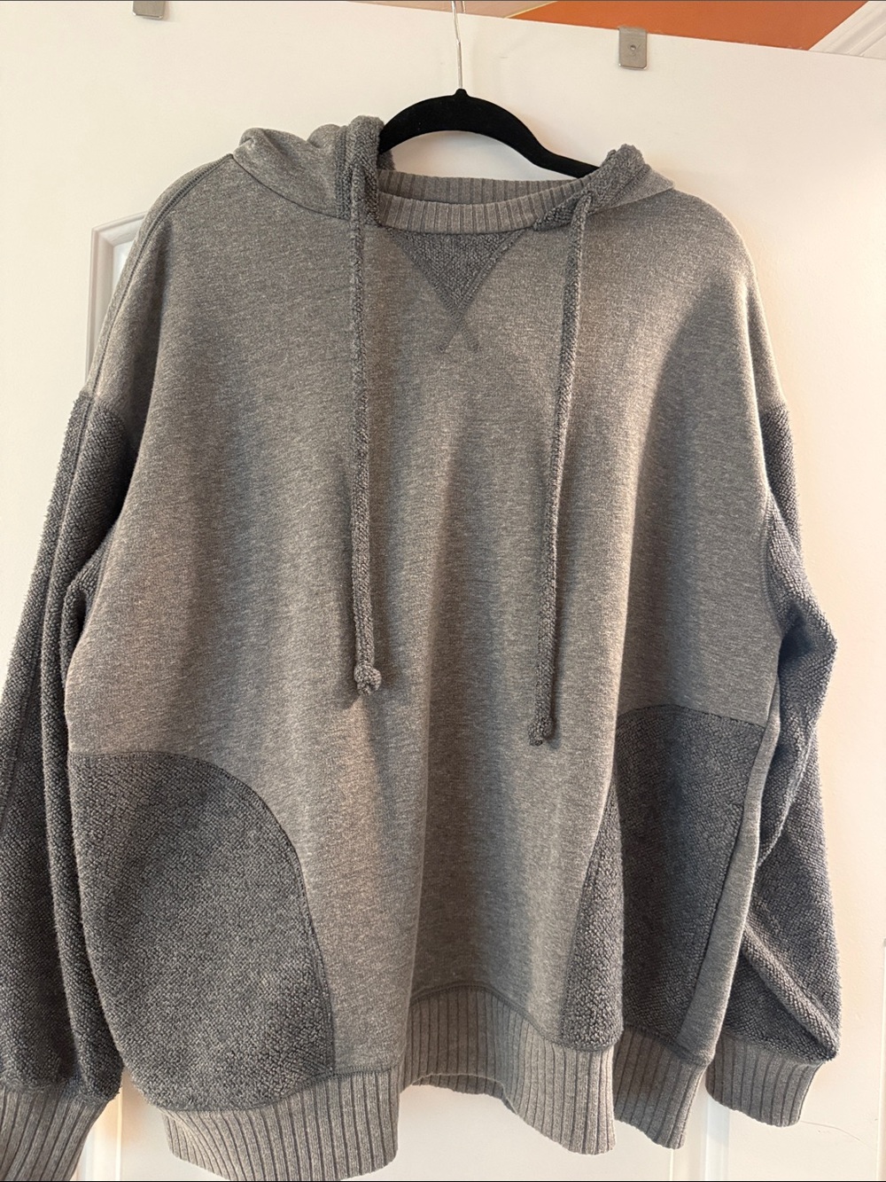 aerie Grey Hooded Sweatshirt with Textured Panels